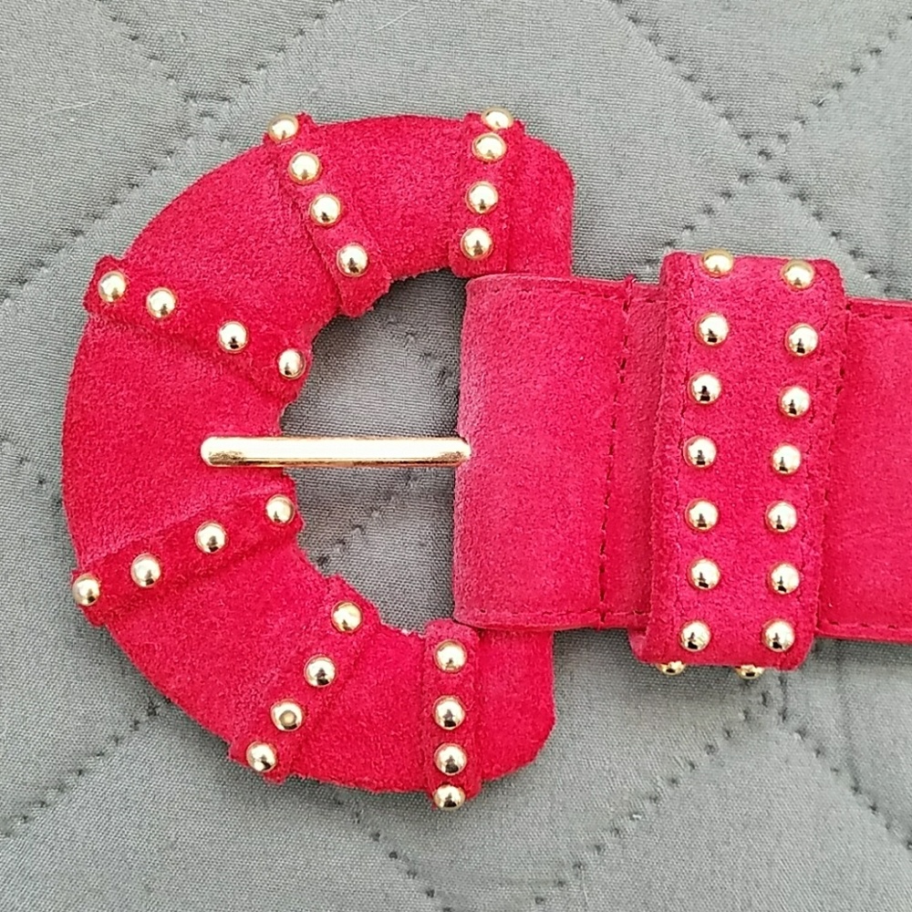 Red Suede belt with gold accents